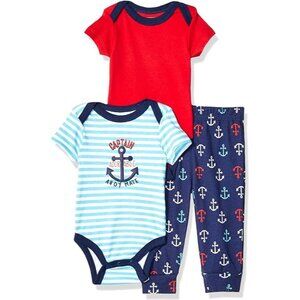 Quiltex Captain Adorable 3 Pcs Turn Me Around Pant Set Sleepers, 3-6  Months